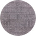 Round Machine Washable Industrial Modern Carbon Gray Rug, wshurb2665