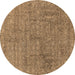 Round Machine Washable Oriental Brown Industrial Rug, wshurb2665brn