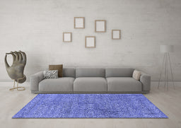 Machine Washable Oriental Blue Industrial Rug in a Living Room, wshurb2665blu