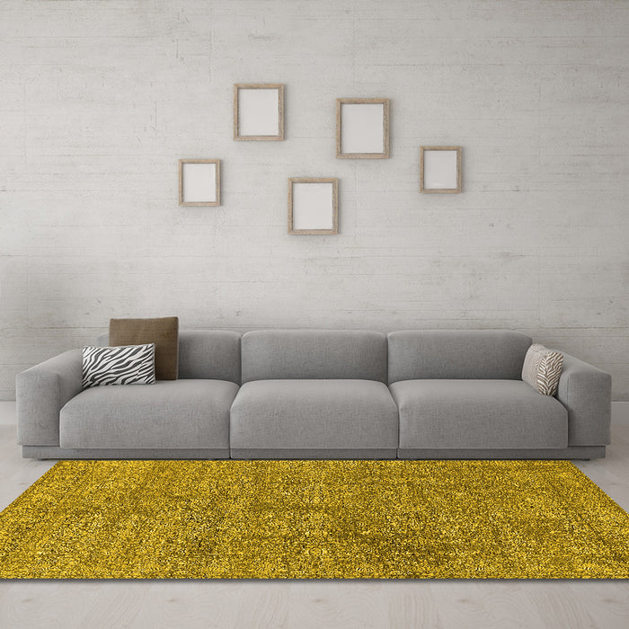 Machine Washable Oriental Yellow Industrial Rug in a Living Room, wshurb2665yw