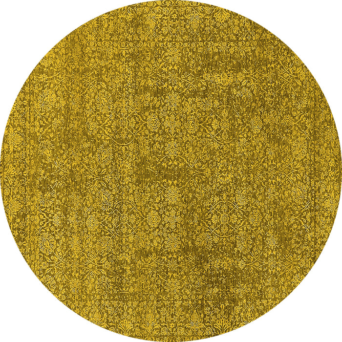Round Oriental Yellow Industrial Rug, urb2665yw