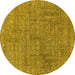 Round Oriental Yellow Industrial Rug, urb2665yw