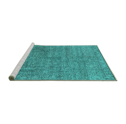 Sideview of Machine Washable Oriental Turquoise Industrial Area Rugs, wshurb2665turq