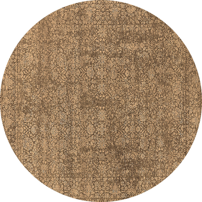 Round Oriental Brown Industrial Rug, urb2665brn