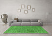 Machine Washable Oriental Green Industrial Area Rugs in a Living Room,, wshurb2665grn