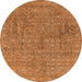 Round Machine Washable Oriental Orange Industrial Area Rugs, wshurb2665org