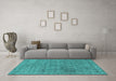 Machine Washable Oriental Turquoise Industrial Area Rugs in a Living Room,, wshurb2665turq