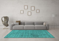 Machine Washable Oriental Turquoise Industrial Rug, wshurb2665turq