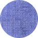 Round Oriental Blue Industrial Rug, urb2665blu