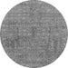 Round Machine Washable Oriental Gray Industrial Rug, wshurb2665gry