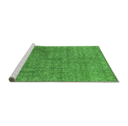 Sideview of Machine Washable Oriental Green Industrial Area Rugs, wshurb2665grn