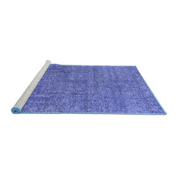 Sideview of Machine Washable Oriental Blue Industrial Rug, wshurb2665blu