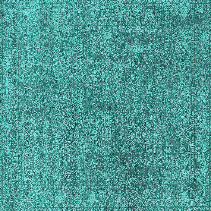 Square Machine Washable Oriental Turquoise Industrial Area Rugs, wshurb2665turq