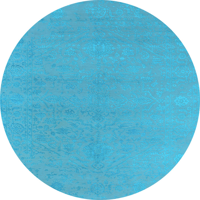 Round Oriental Light Blue Industrial Rug, urb2666lblu