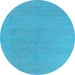 Round Oriental Light Blue Industrial Rug, urb2666lblu