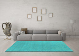 Machine Washable Oriental Turquoise Industrial Area Rugs in a Living Room,, wshurb2666turq