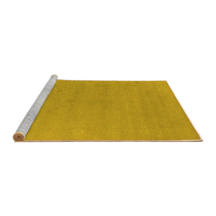 Sideview of Machine Washable Oriental Yellow Industrial Rug, wshurb2666yw