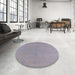 Round Mid-Century Modern Dark Gray Oriental Rug in a Office, urb2666