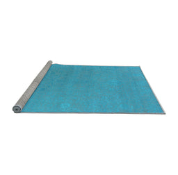 Sideview of Machine Washable Oriental Light Blue Industrial Rug, wshurb2666lblu