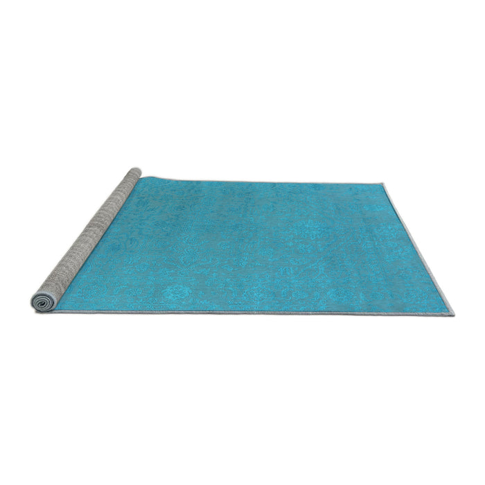 Sideview of Machine Washable Oriental Light Blue Industrial Rug, wshurb2666lblu