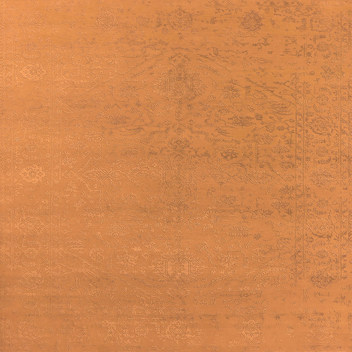 Square Machine Washable Oriental Orange Industrial Area Rugs, wshurb2666org