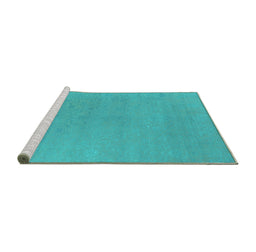 Sideview of Machine Washable Oriental Turquoise Industrial Area Rugs, wshurb2666turq