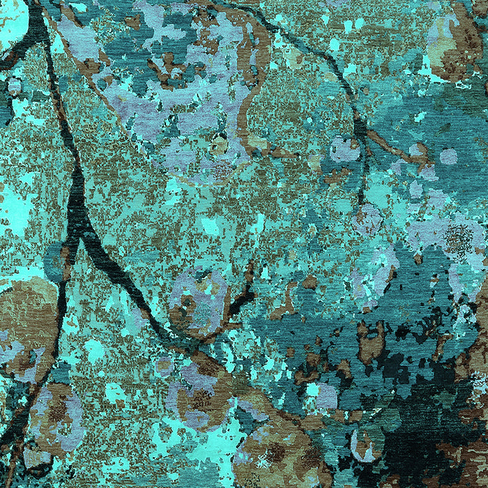 Machine Washable Oriental Turquoise Industrial Area Rugs, wshurb2667turq