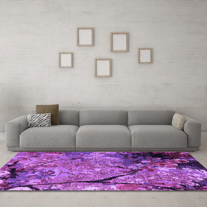 Machine Washable Oriental Purple Industrial Area Rugs in a Living Room, wshurb2667pur
