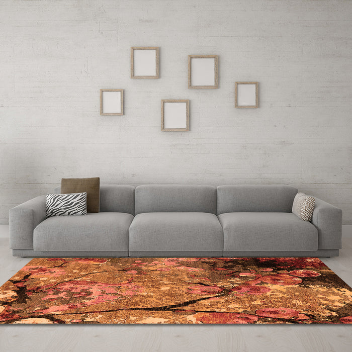 Machine Washable Oriental Orange Industrial Area Rugs in a Living Room, wshurb2667org
