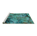 Sideview of Machine Washable Oriental Turquoise Industrial Area Rugs, wshurb2667turq