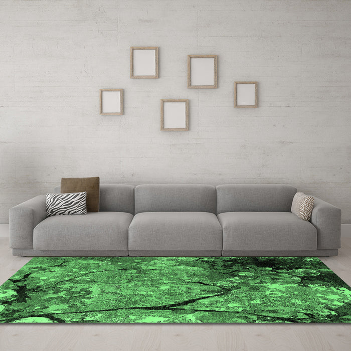 Machine Washable Oriental Emerald Green Industrial Area Rugs in a Living Room,, wshurb2667emgrn