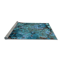 Sideview of Machine Washable Oriental Light Blue Industrial Rug, wshurb2667lblu