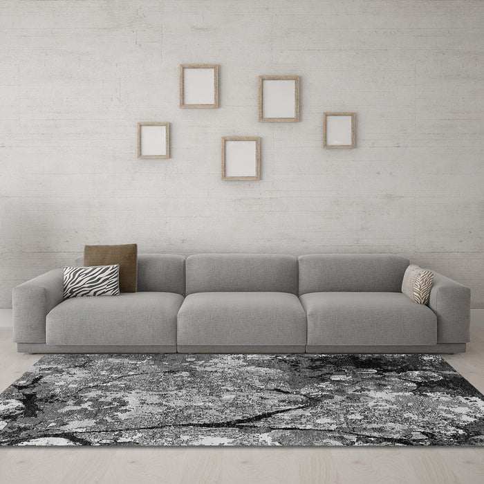 Machine Washable Oriental Gray Industrial Rug in a Living Room,, wshurb2667gry