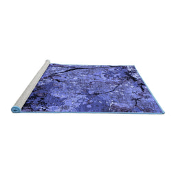 Sideview of Machine Washable Oriental Blue Industrial Rug, wshurb2667blu