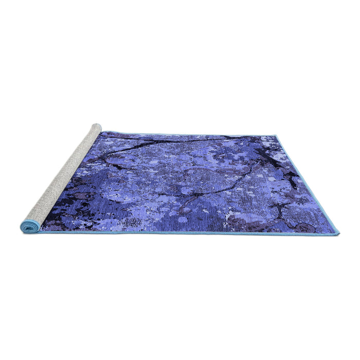 Sideview of Machine Washable Oriental Blue Industrial Rug, wshurb2667blu