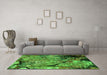 Machine Washable Oriental Green Industrial Area Rugs in a Living Room,, wshurb2667grn