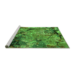 Sideview of Machine Washable Oriental Green Industrial Area Rugs, wshurb2667grn
