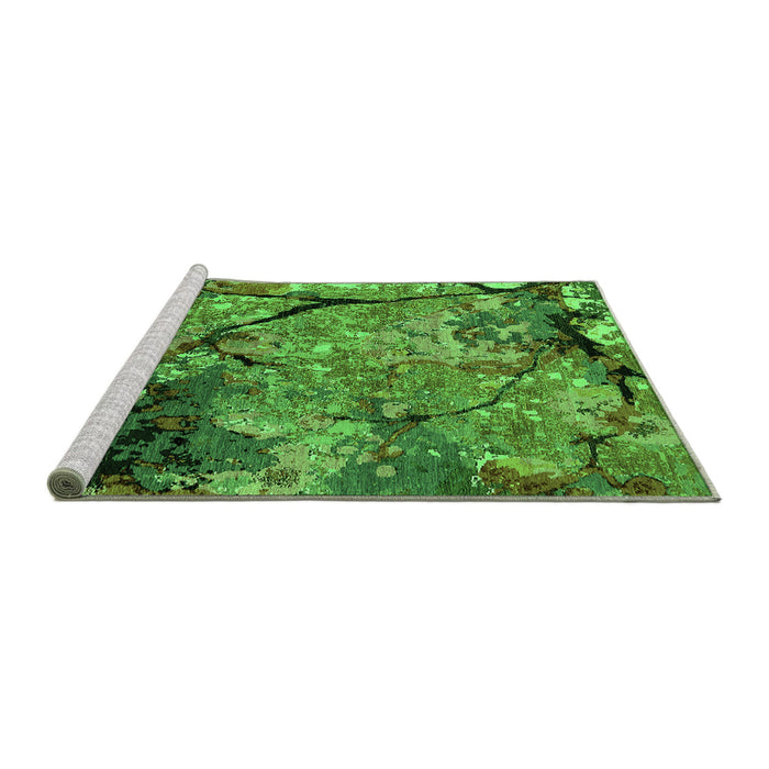 Sideview of Machine Washable Oriental Green Industrial Area Rugs, wshurb2667grn