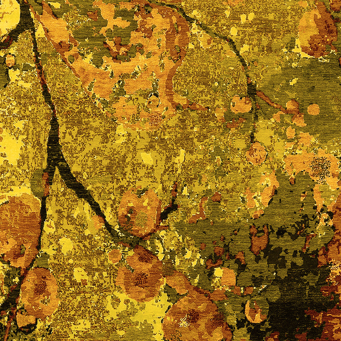 Machine Washable Oriental Yellow Industrial Rug, wshurb2667yw