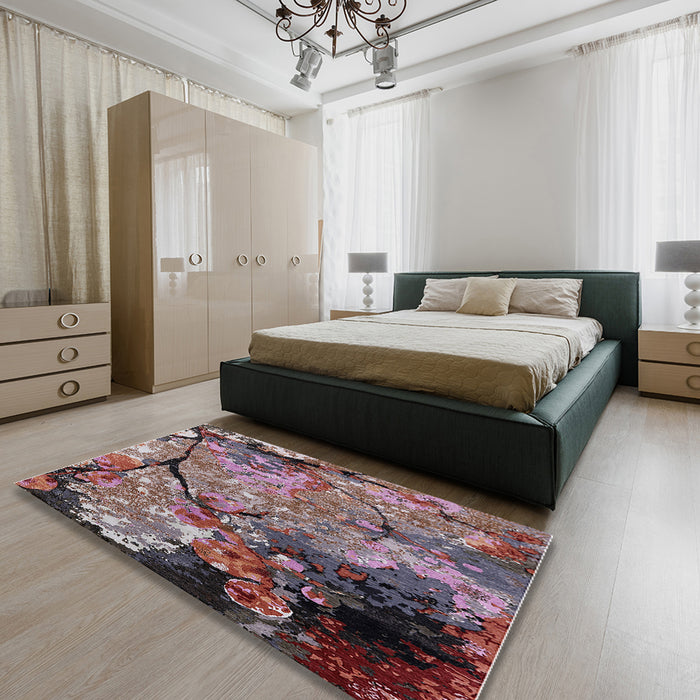 Machine Washable Industrial Modern Pink Rug in a Bedroom, wshurb2667