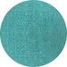 Round Oriental Turquoise Industrial Rug, urb2668turq