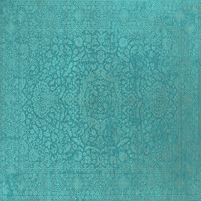Square Oriental Turquoise Industrial Rug, urb2668turq
