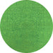 Round Machine Washable Oriental Green Industrial Area Rugs, wshurb2668grn