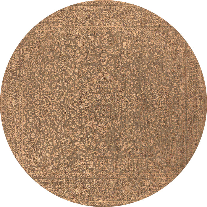 Round Oriental Brown Industrial Rug, urb2668brn