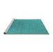 Sideview of Machine Washable Oriental Turquoise Industrial Area Rugs, wshurb2668turq