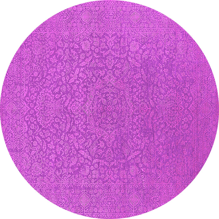 Round Machine Washable Oriental Pink Industrial Rug, wshurb2668pnk