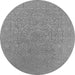 Round Machine Washable Oriental Gray Industrial Rug, wshurb2668gry