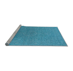 Sideview of Machine Washable Oriental Light Blue Industrial Rug, wshurb2668lblu