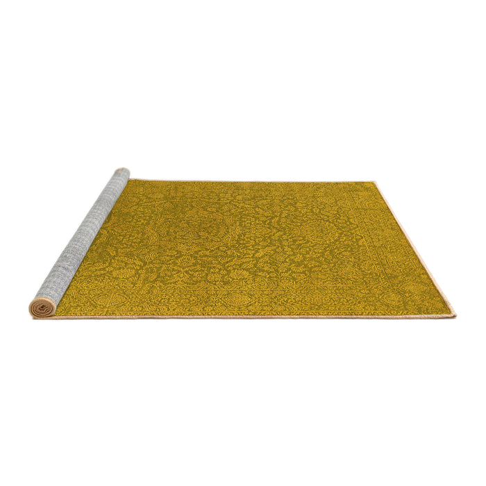 Sideview of Machine Washable Oriental Yellow Industrial Rug, wshurb2668yw
