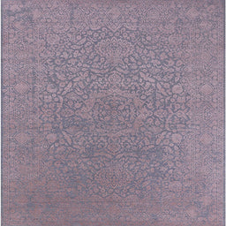Square Mid-Century Modern Pastel Violet Purple Oriental Rug, urb2668